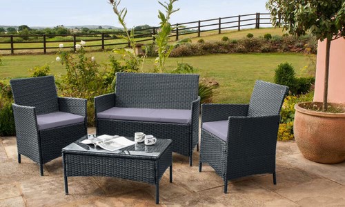 Rattan garden furniture set - garden,