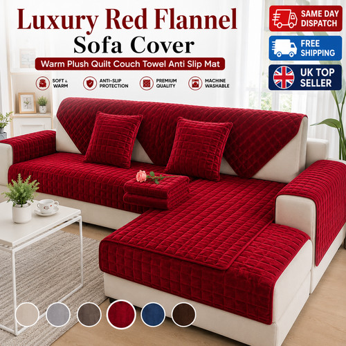 Luxury red flannel - sofa, cover